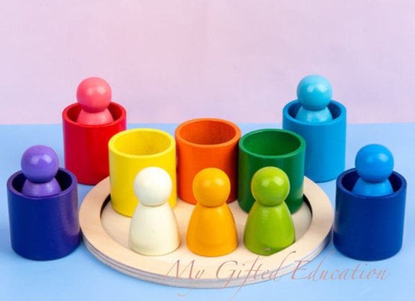 montessori color sorting cup
