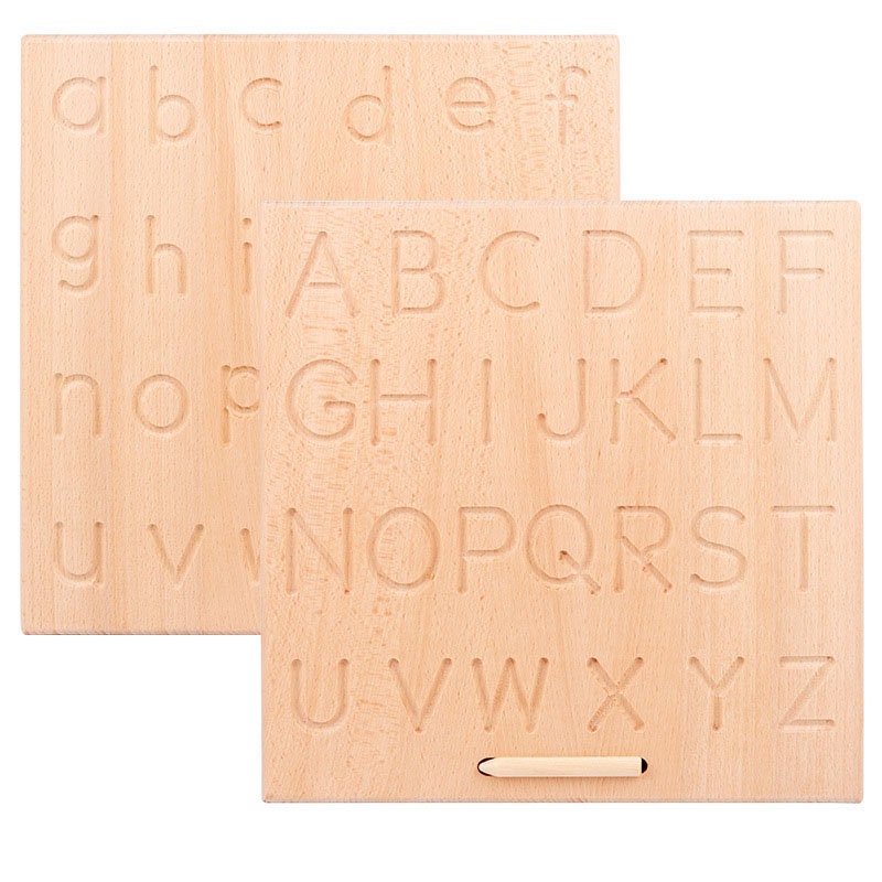 Double Sided Montessori Tracing Board Wooden toy Uppercase & Lowercase  Letters number Educational game toy product